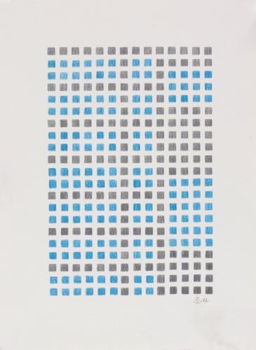ohne Titel (Quadratkomposition in Blau und Grau)