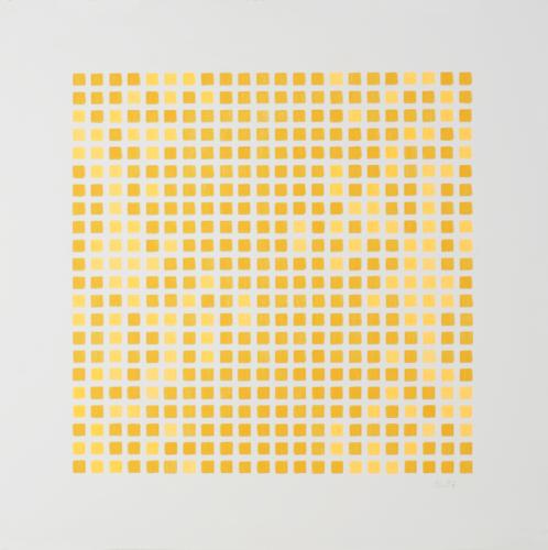 ohne Titel ( Quadratkomposition in Gelb und Leuchtorange)