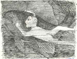 Schwimmender mit Fisch