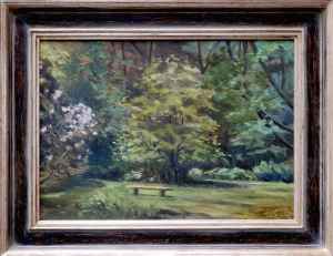 ohne Titel (Wald mit Bank)