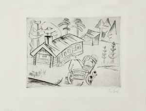 Russische Landschaft mit Bauernfuhrwerk
