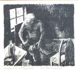 ohne Titel (alter Mann, im Zimmer sitzend)